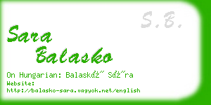 sara balasko business card